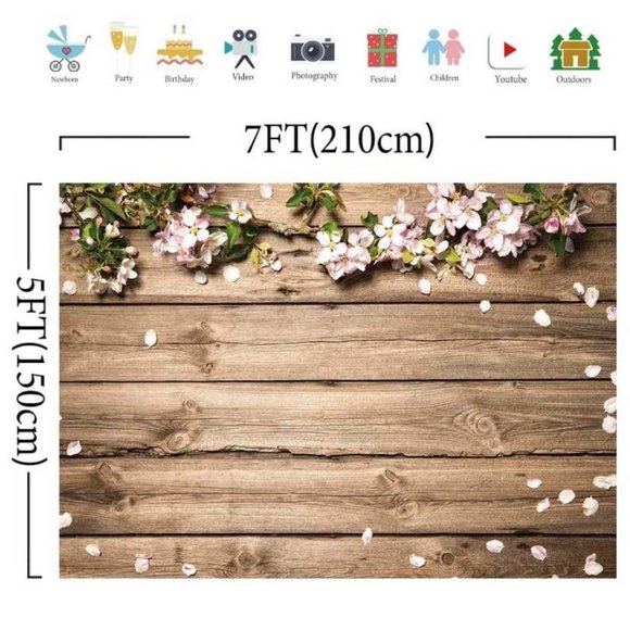 Rustic Wood Wedding Flowers Pink Floral Backdrop Photography Background - Picture 2 of 3